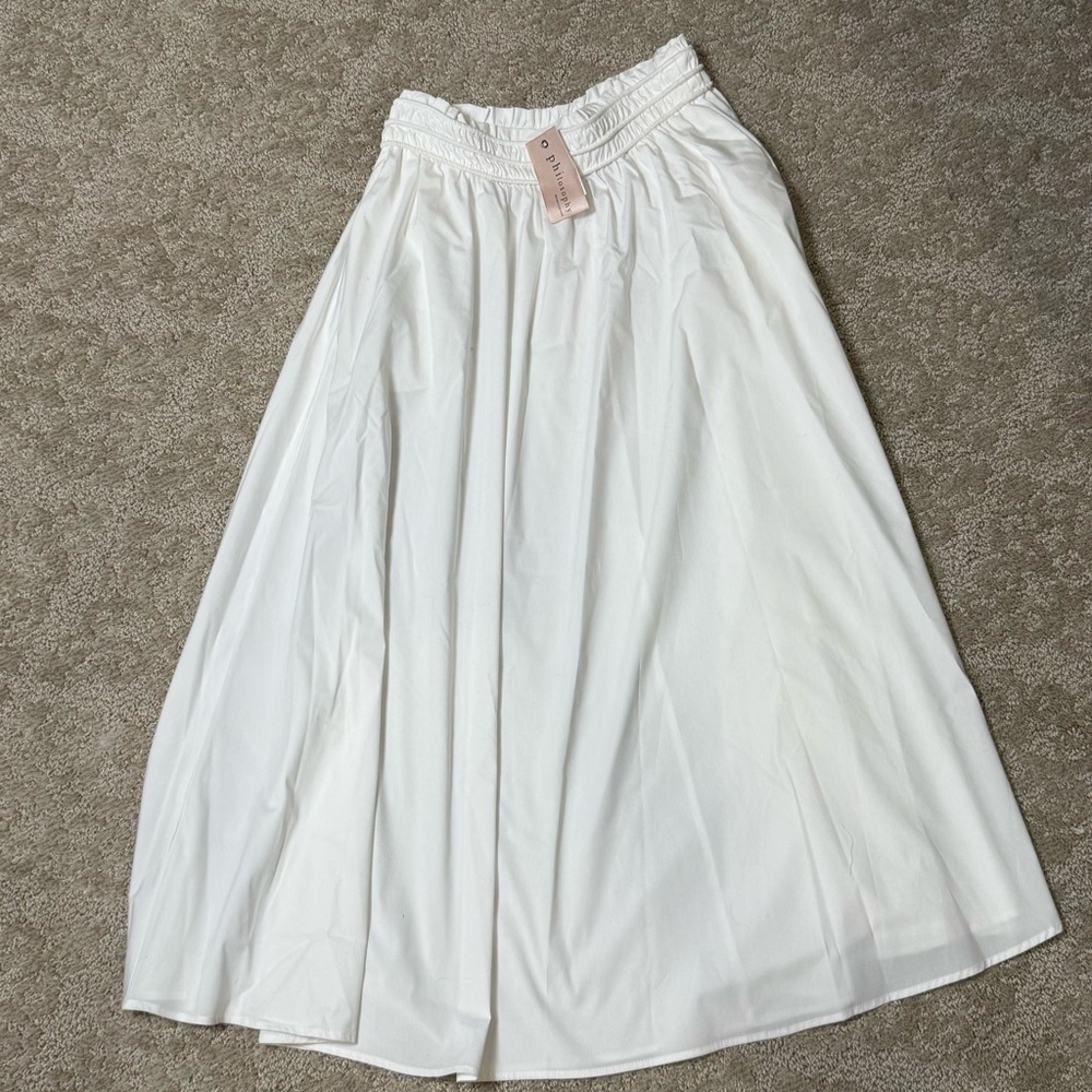 NWT Philosophy White Maxi A-Line Skirt